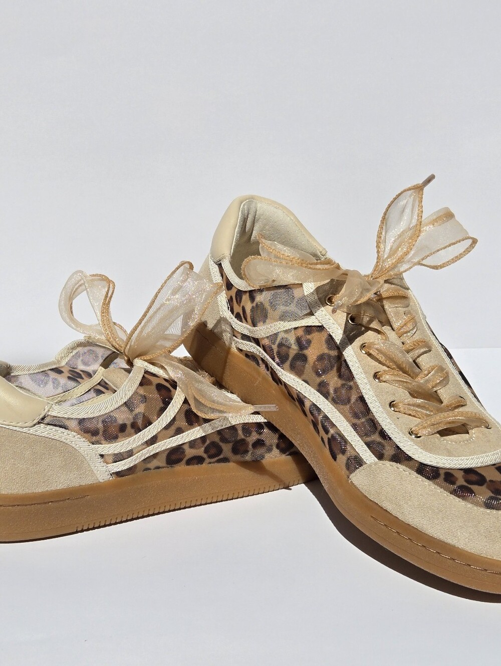 Dolce Vita Noland Mesh Sneakers – Leopard Print & Organza Laces - Size 9M